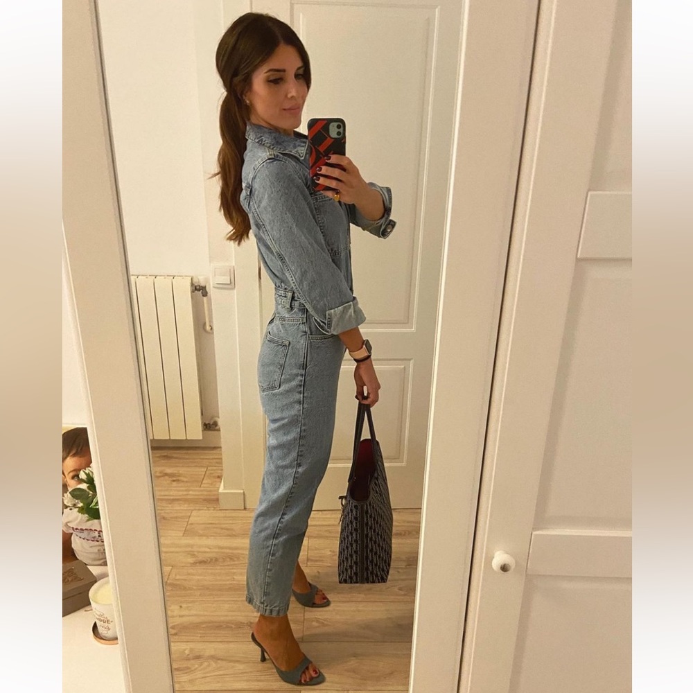 Zara Blue Denim Jumpsuit - Picture 2 of 16